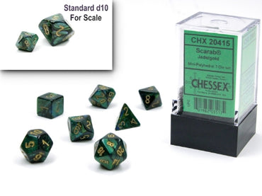 Scarab - Mini-Hedral - Jade w/Gold - 7-Dice Set