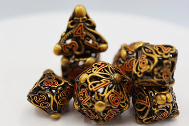 Mind Eater: Gold - Hollow Metal RPG Dice Set
