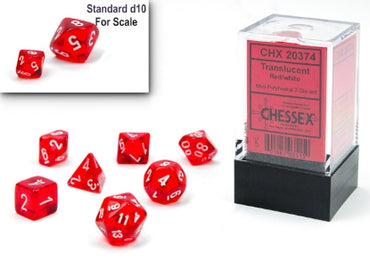 Translucent - Mini-Polyhedral - Red w/White - 7-Die Set