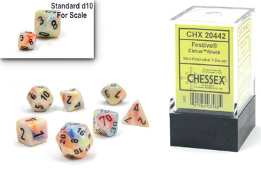 Festive - Mini-Hedral - Circus w/Black - 7-Dice Set