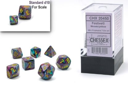 Festive - Mini-Hedral - Mosaic w/Yellow - 7-Dice Set