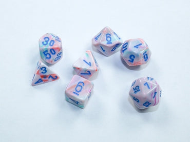 Festive - Mini Hedral - Pop Art w/Blue - 7-Dice Set