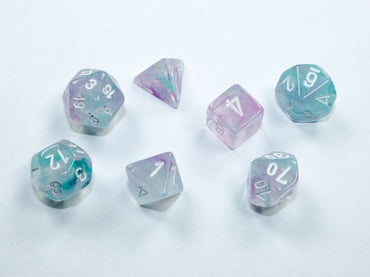 Nebula - Mini Hedral -  Wisteria w/White - 7-Dice Set