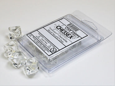 Translucent - Clear w/White - Set of Ten d10s