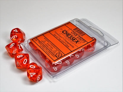 Translucent - Orange w/White - Set of Ten d10s