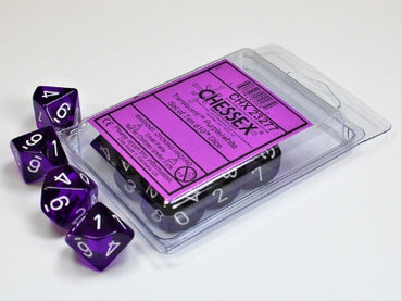 Translucent - Purple w/White - Set of Ten d10s