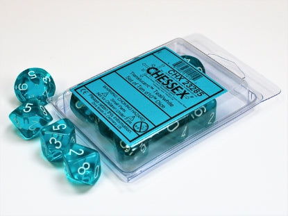Translucent - Teal w/White - Set of Ten d10s