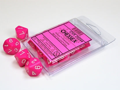 Opaque - Pink w/White - Set of Ten d10s