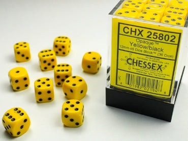 Opaque Red w/White 12mm d6 Dice Block (36 dice)
