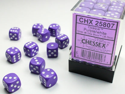 Opaque Red w/White 12mm d6 Dice Block (36 dice)