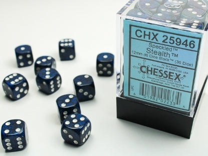 Speckled - Stealth - 12mm d6 Dice Block (36 dice)