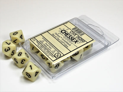 Opaque - Ivory w/Black - Set of Ten d10s