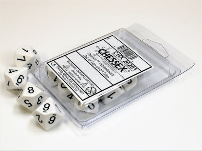 Opaque - White w/Black - Set of Ten d10s