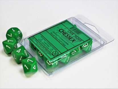 Opaque - Green w/White - Set of Ten d10s