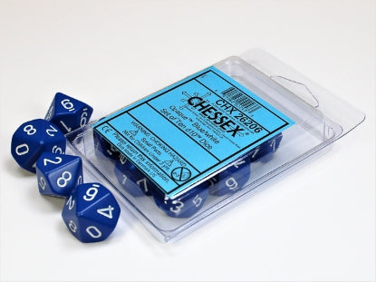 Opaque - Blue w/White - Set of Ten d10s