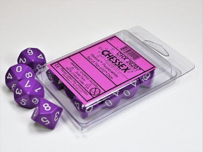 Opaque - Purple w/White - Set of Ten d10s