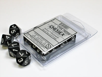 Opaque - Black w/White - Set of Ten d10s