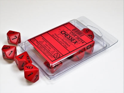Opaque - Red w/Black - Set of Ten d10s