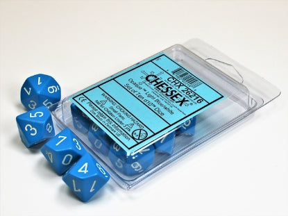 Opaque - Light Blue w/White - Set of Ten d10s