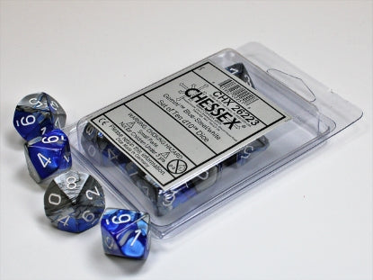 Gemini - Blue-Steel w/White - Set of Ten d10s
