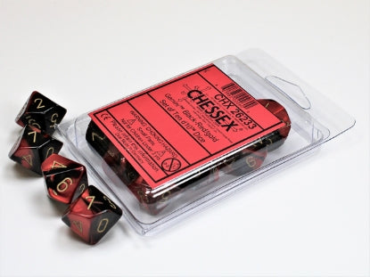 Gemini - Black-Red w/White - Set of Ten d10s