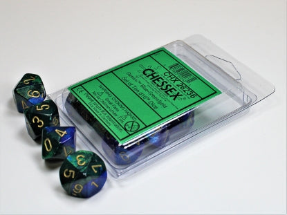 Gemini - Blue-Green w/Gold - Set of Ten d10s