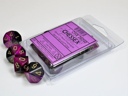 Gemini - Black-Purple w/Gold - Set of Ten d10s