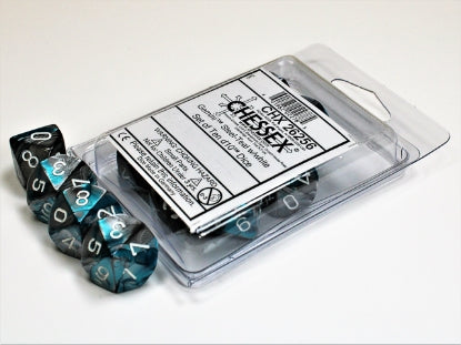 Gemini - Steel-Teal w/White - Set of Ten d10s