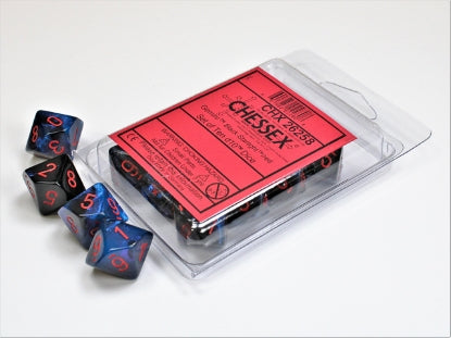 Gemini - Black-Starlight w/Red - Set of Ten d10s