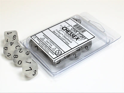 Frosted - Clear w/Black - Set of Ten d10s