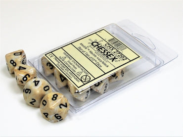 Marble - Ivory w/Black - Set of Ten d10s