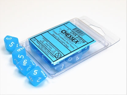 Frosted - Caribbean Blue w/White - Set of Ten d10s