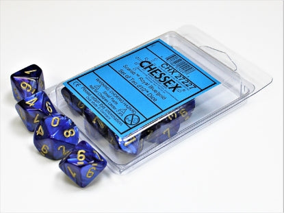 Scarab - Royal Blue w/Gold - Set of Ten d10s