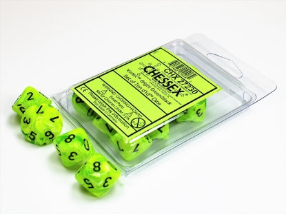 Vortex - Bright Green w/Black - Set of Ten d10s