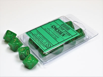 Vortex - Green w/Gold - Set of Ten d10s
