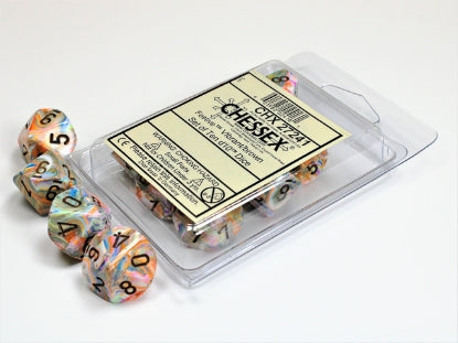 Festive - Vibrant w/Brown - Set of Ten d10s