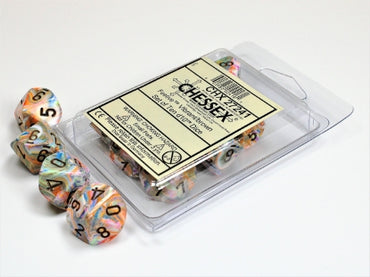 Festive - Vibrant w/Brown - Set of Ten d10s