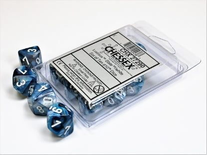 Lustrous - Slate w/White - Set of Ten d10s