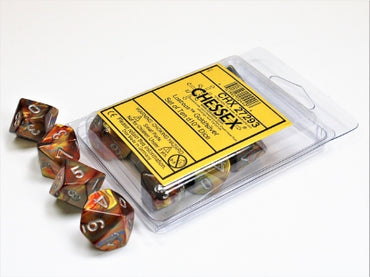 Lustrous - Gold w/Silver - Set of Ten d10s