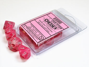 Ghostly Glow - Pink w/Silver - Set of Ten d10s