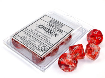 Nebula - Red w/Silver Luminary - Set of Ten d10s