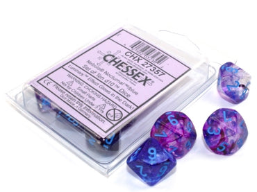 Nebula - Nocturnal w/Blue Luminary - Set of Ten d10s