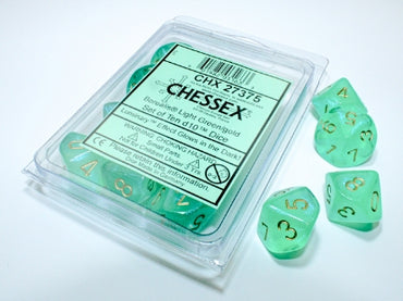 Borealis - Light Green w/Gold Luminary - Set of Ten d10s