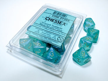 Borealis - Teal w/Gold Luminary - Set of Ten d10s