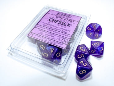 Borealis - Royal Purple w/Gold Luminary - Set of Ten d10s