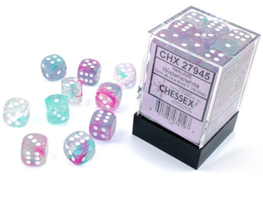 Nebula - Wisteria w/White Luminary - 12mm d6 Dice Block (36 dice)