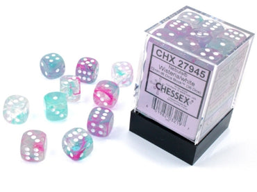 Nebula - Wisteria w/White Luminary - 12mm d6 Dice Block (36 dice)