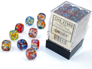 Nebula - Primary w/Blue Luminary - 12mm d6 Dice Block (36 dice)