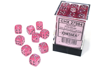 Borealis - Pink w/Silver Luminary - 12mm d6 Dice Block (36 dice)