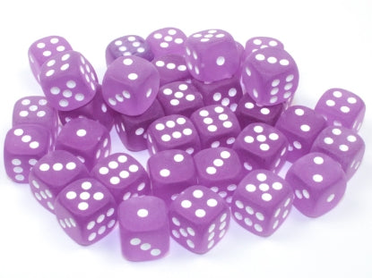 Frosted - Purple w/White - 12mm d6 Dice Block (36 dice)